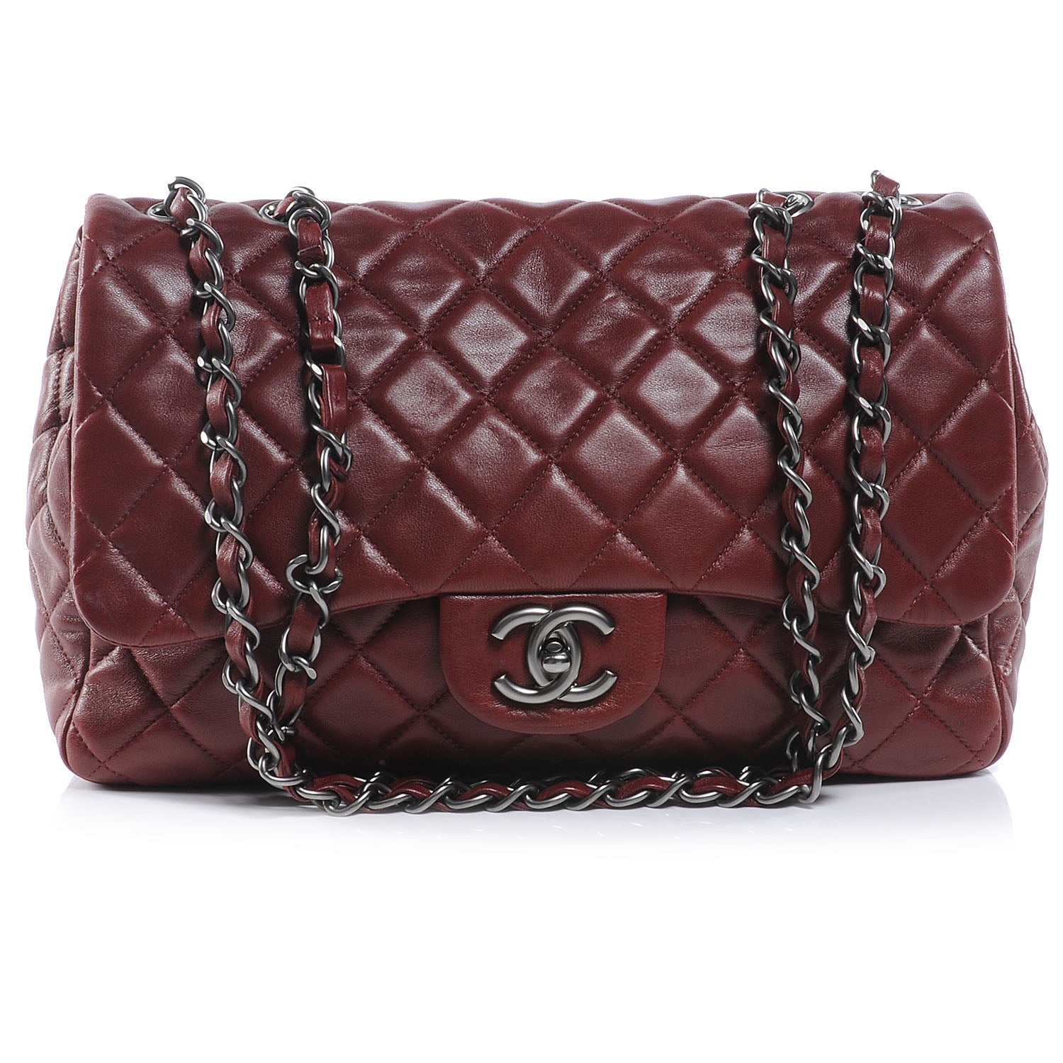 Chanel Lambskin Jumbo Single Flap Dark Red 1 of 7