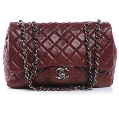 Chanel Lambskin Jumbo Single Flap Dark Red 1 of 7
