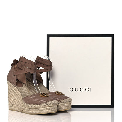 Gucci Nappa Matelasse GG Marmont Ankle Wrap Platform 35/120mm Espadrille Wedges 40 Porcelain Rose 8 of 8