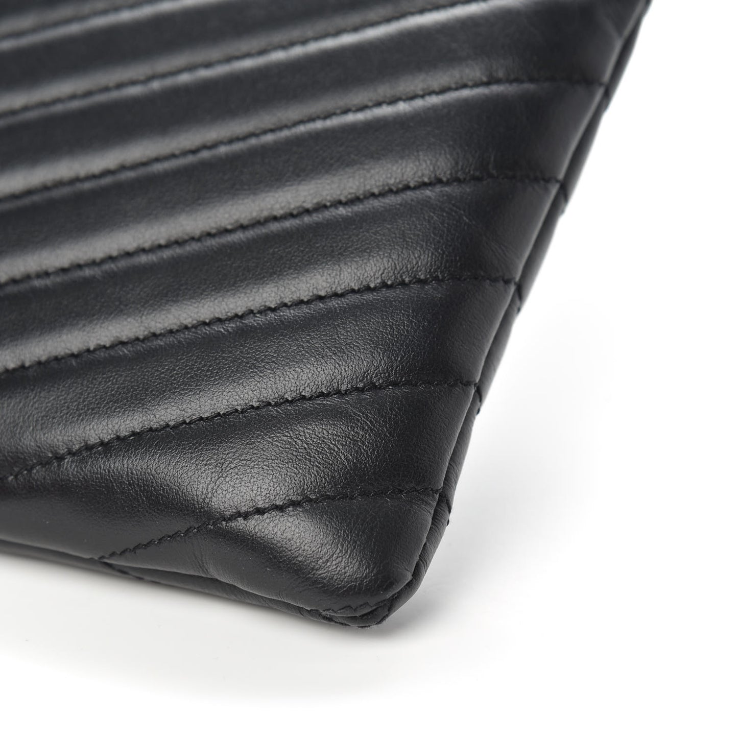 Calfskin Matelasse Chevron Monogram A5 Wristlet Black