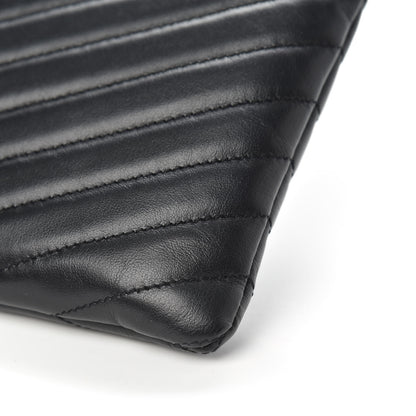 Saint Laurent Calfskin Matelasse Chevron Monogram A5 Wristlet Black 9 of 9