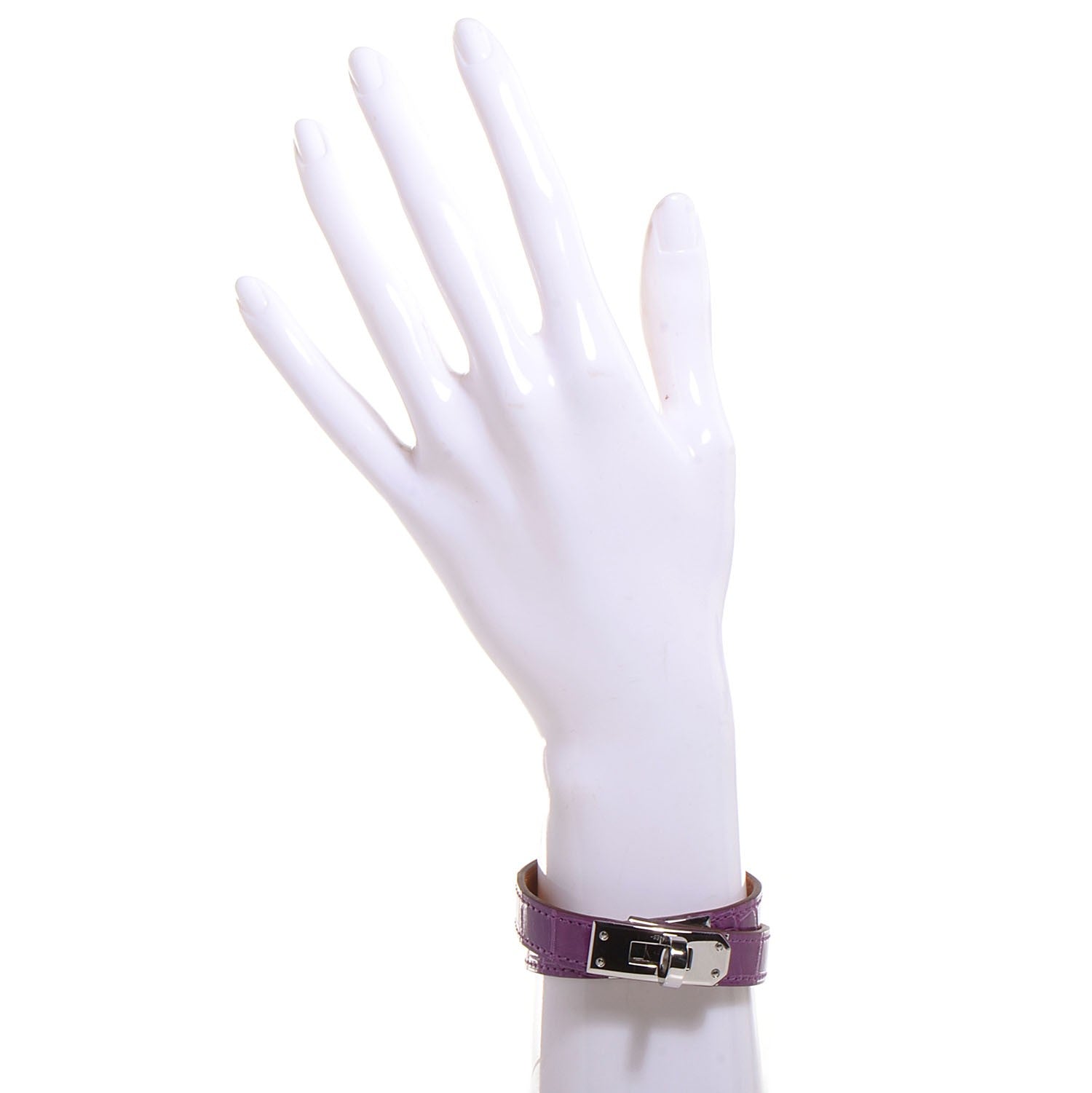 Hermes Shiny Alligator Kelly Double Tour Bracelet Small Violet 3 of 10