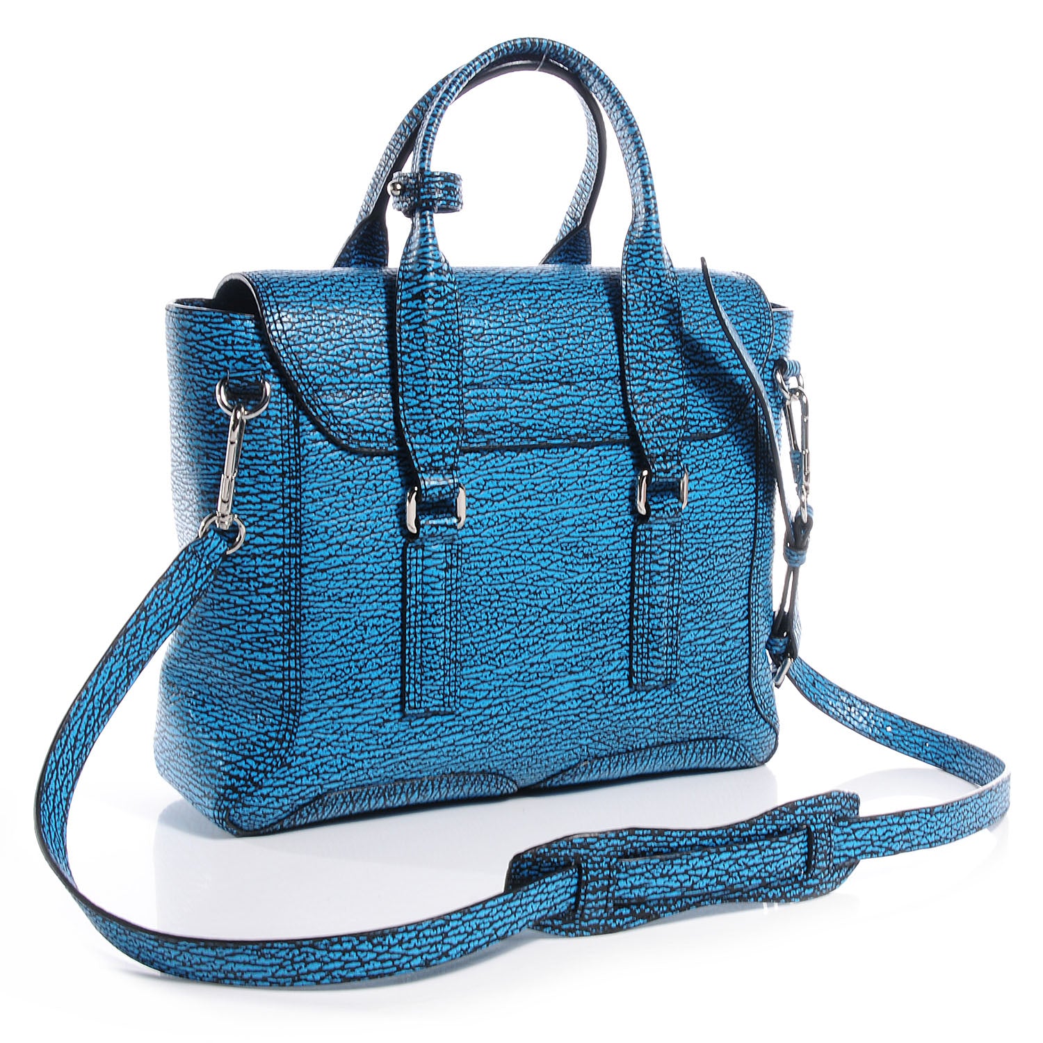 3.1 Phillip Lim 3.1 Shark Embossed Leather Medium Pashli Satchel Turquoise 3 of 11