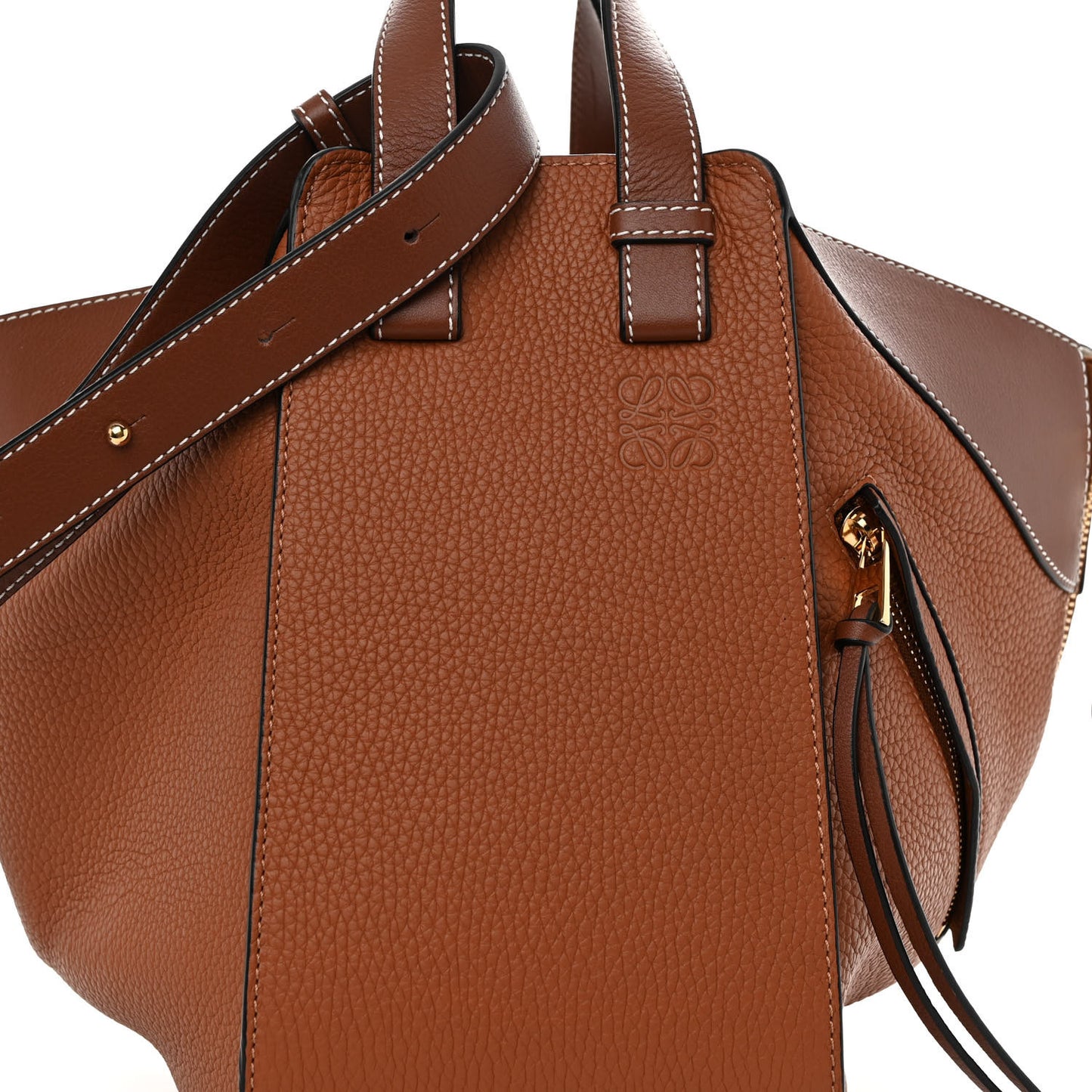 Grained Calfskin Small Hammock Shoulder Bag Tan
