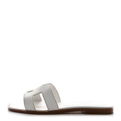 Hermes Box Calfskin Oran Sandals 38 White 1 of 8