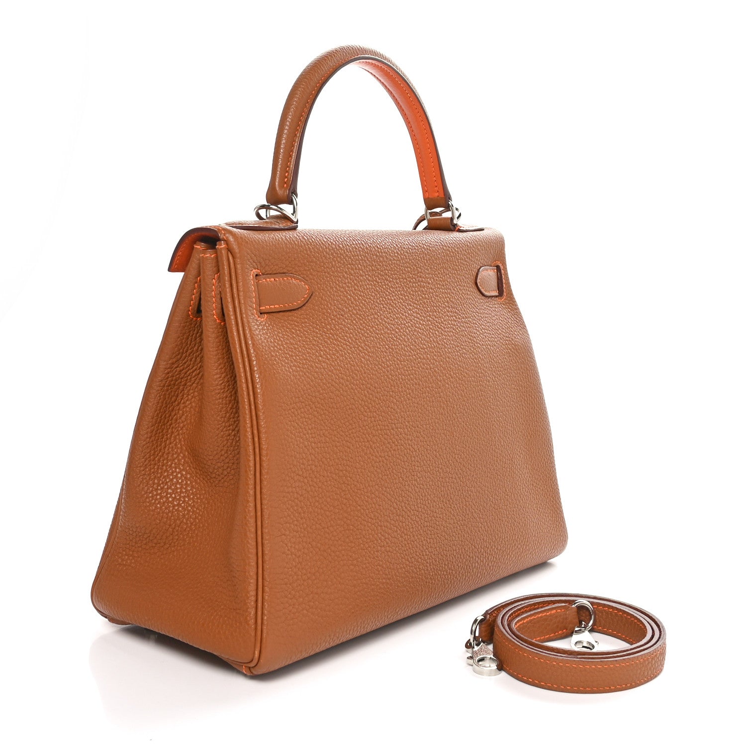 Hermes Togo Kelly Retourne 28 Gold Orange 3 of 10