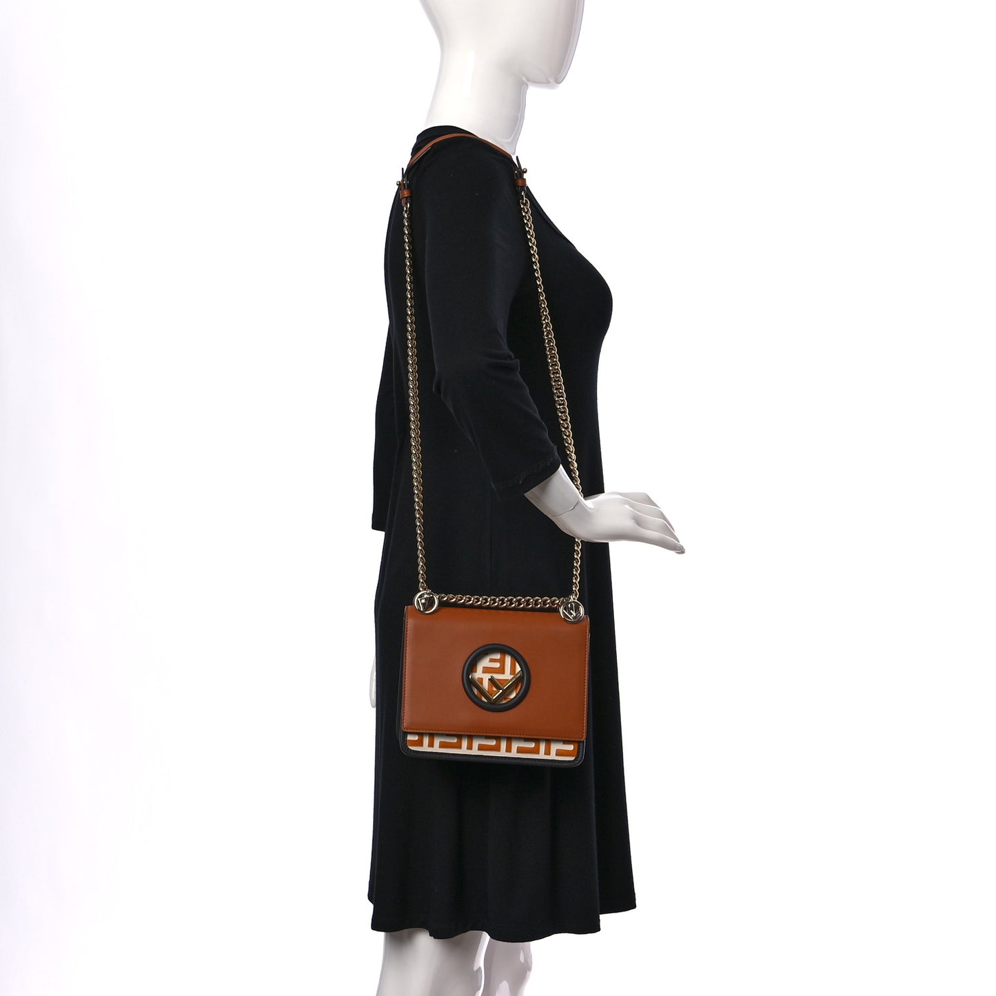 Vitello Century F is Fendi Bi-Color FF 1974 Embossed Small Kan I Shoulder Bag Camelia Saddler