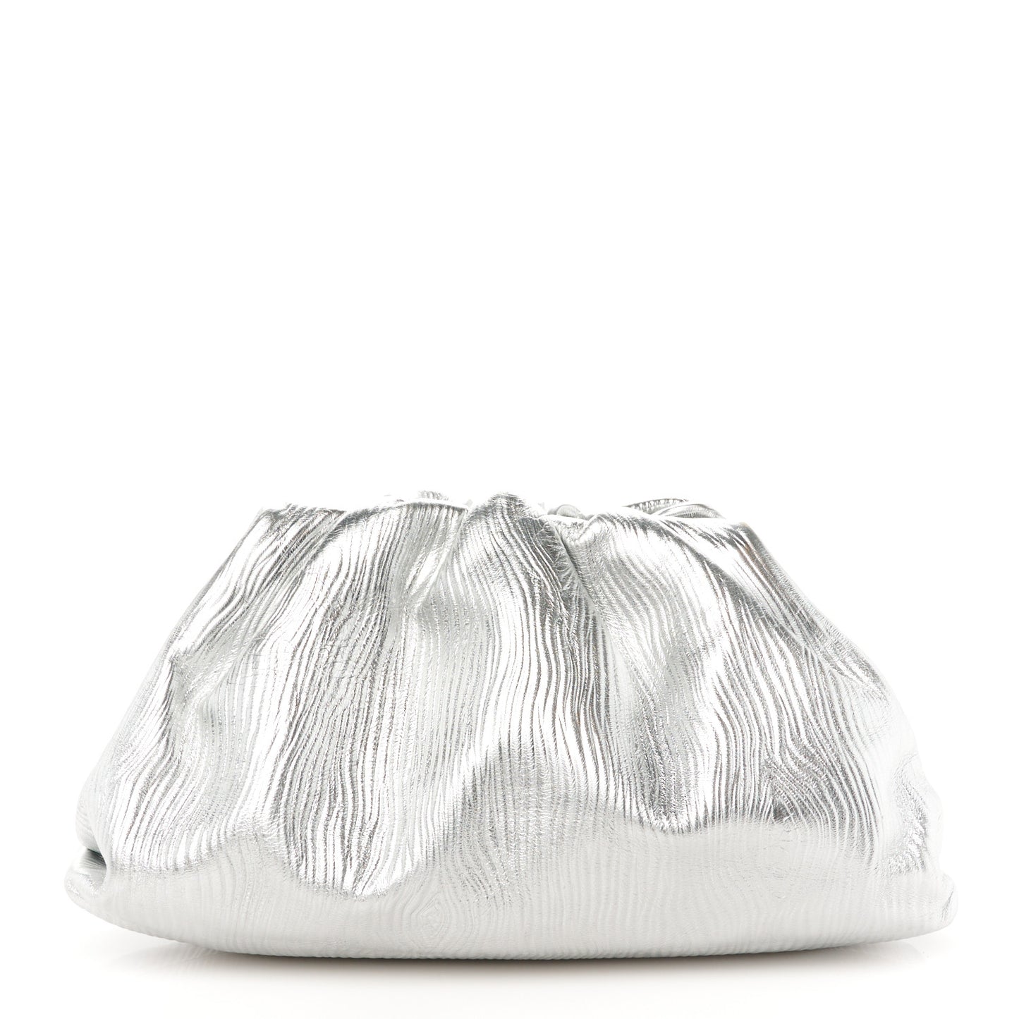 Metallic Bark Calfskin Embossed The Pouch Oversized Clutch Silver