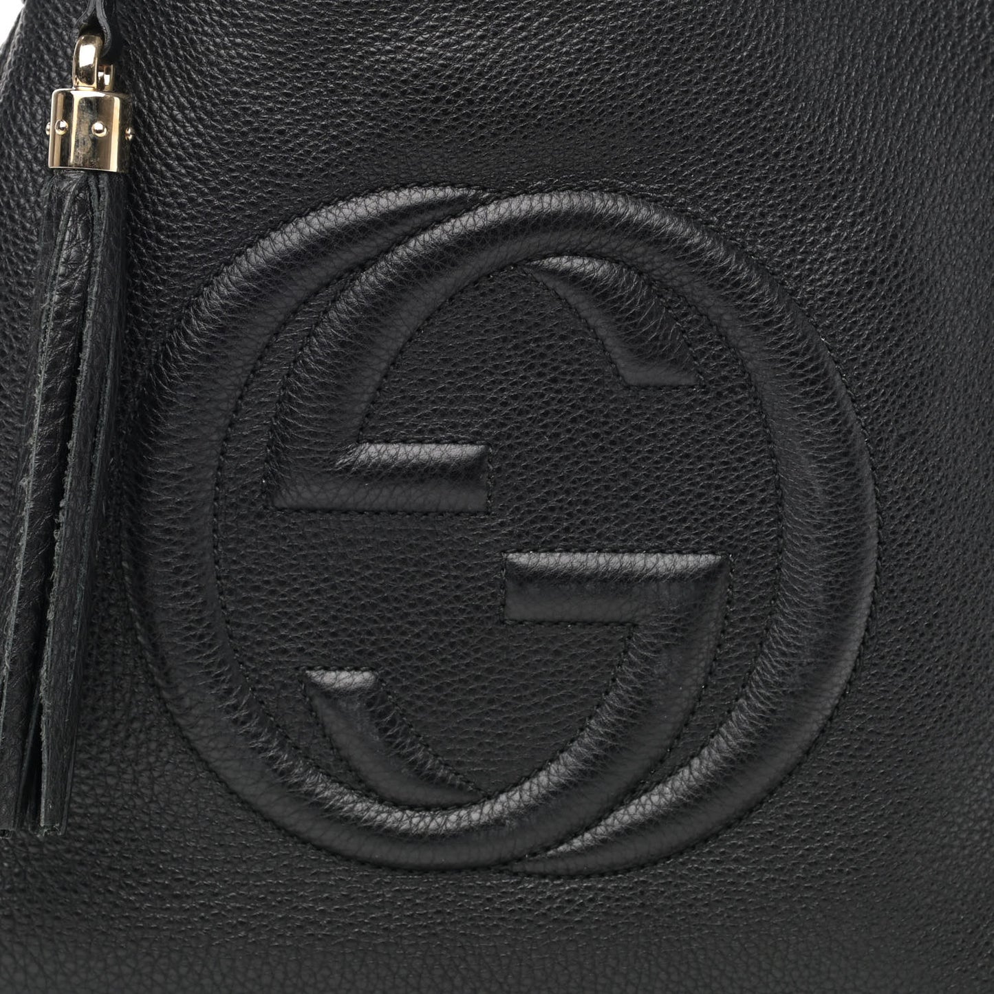Pebbled Calfskin Medium Soho Shoulder Bag Black