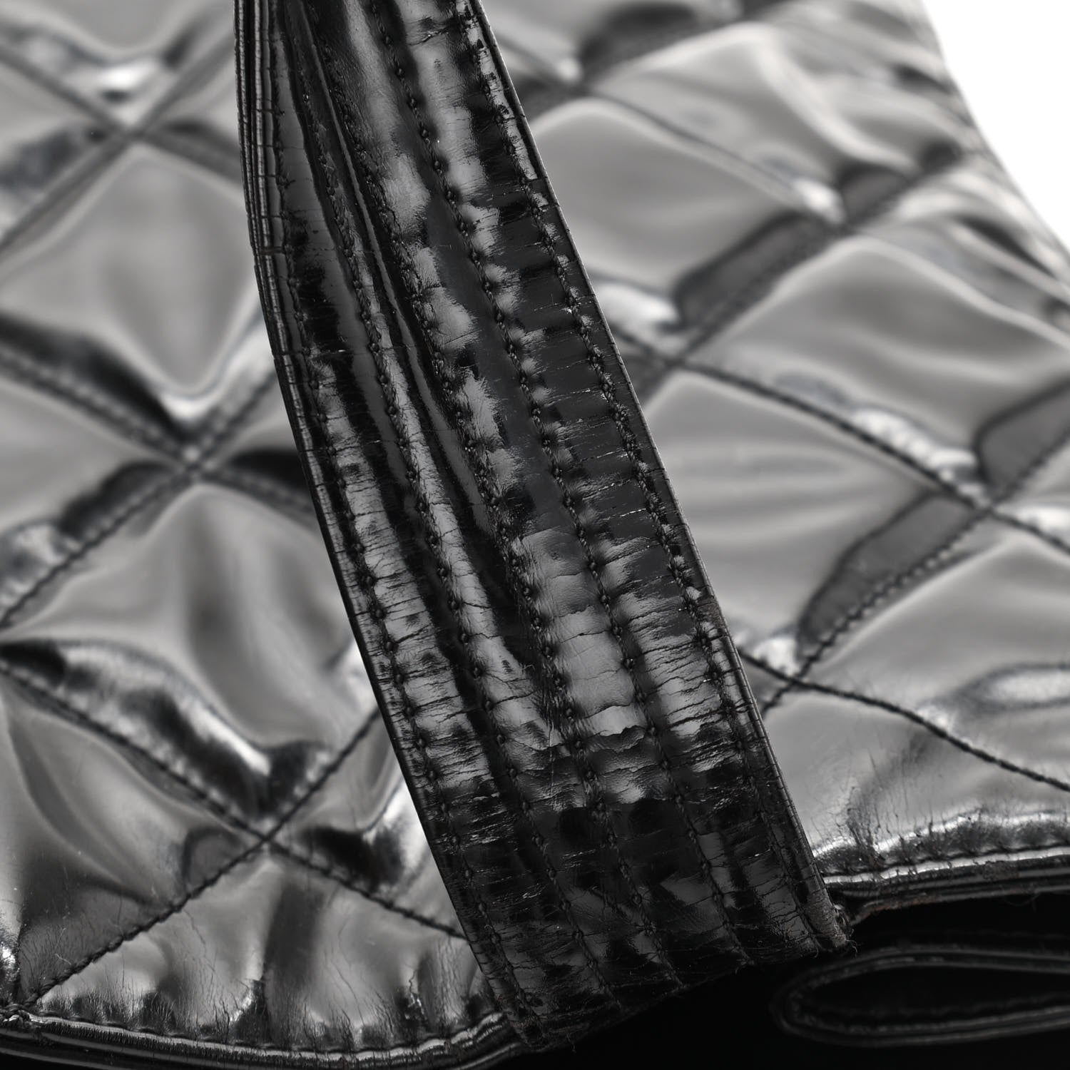 Chanel Patent Quilted Expandable CC Shoping Tote Black 9 of 11