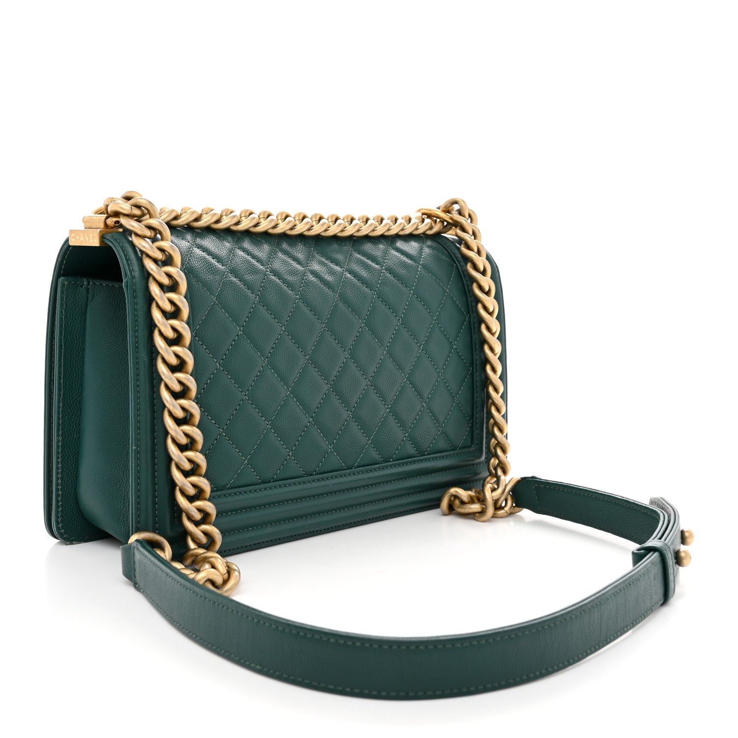 Chanel Caviar Quilted Medium Boy Flap Dark Green 3 of 13
