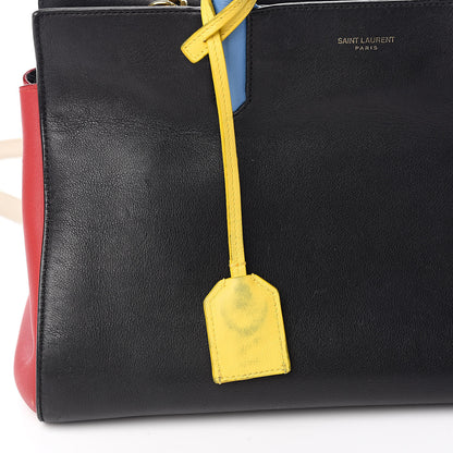 Saint Laurent Calfskin Small Cabas Rive Gauche Bag Black Red Yellow White 13 of 14