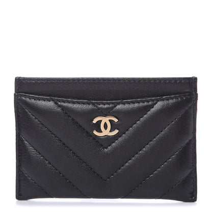 Chanel Lambskin Chevron Quilted Card Holder Black 1 of 10