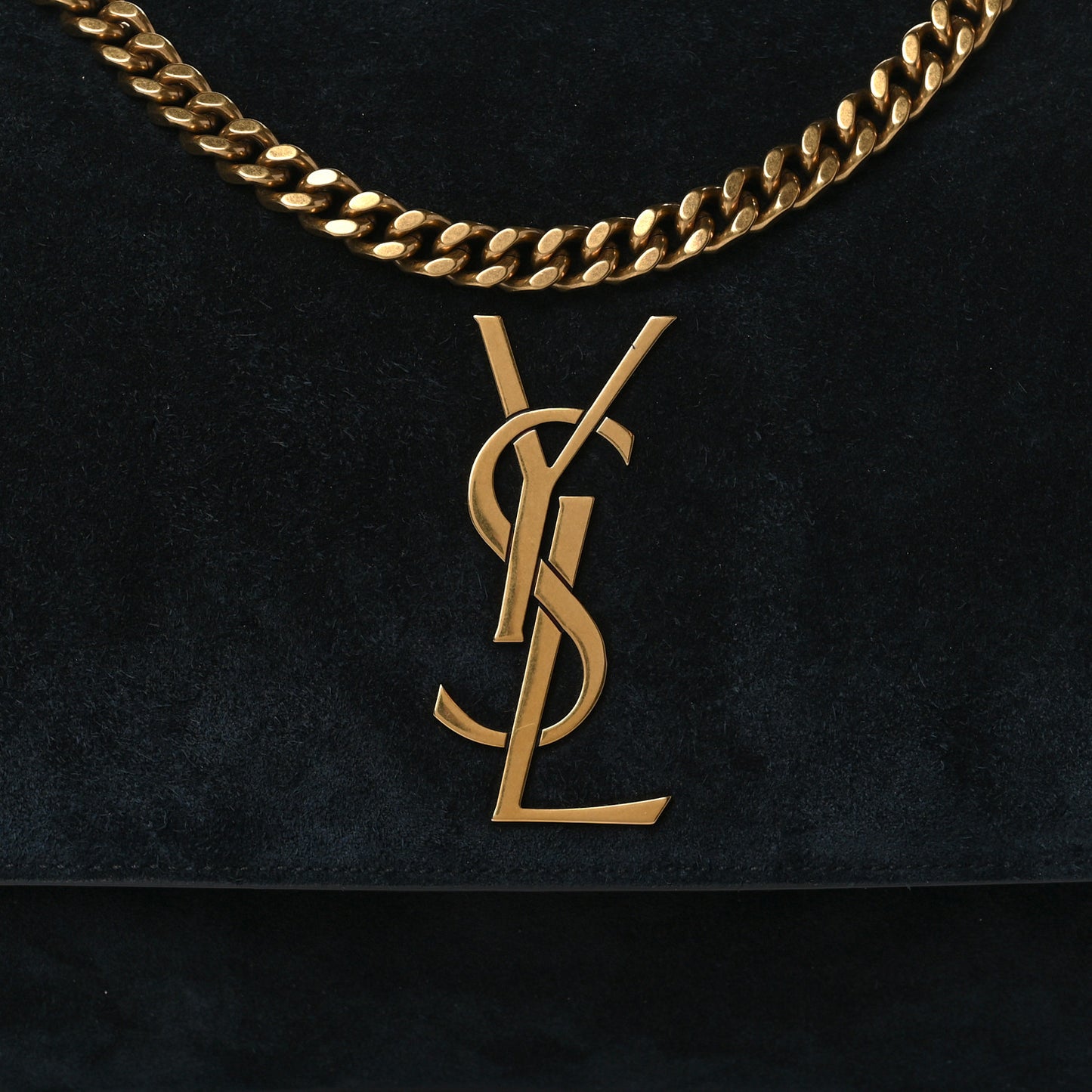 Calfskin Crocodile Embossed Suede Medium Reversible Monogram Kate Satchel Black Navy