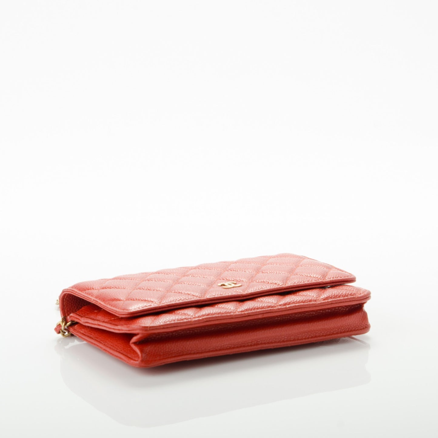 Caviar Quilted Wallet On Chain WOC Orange