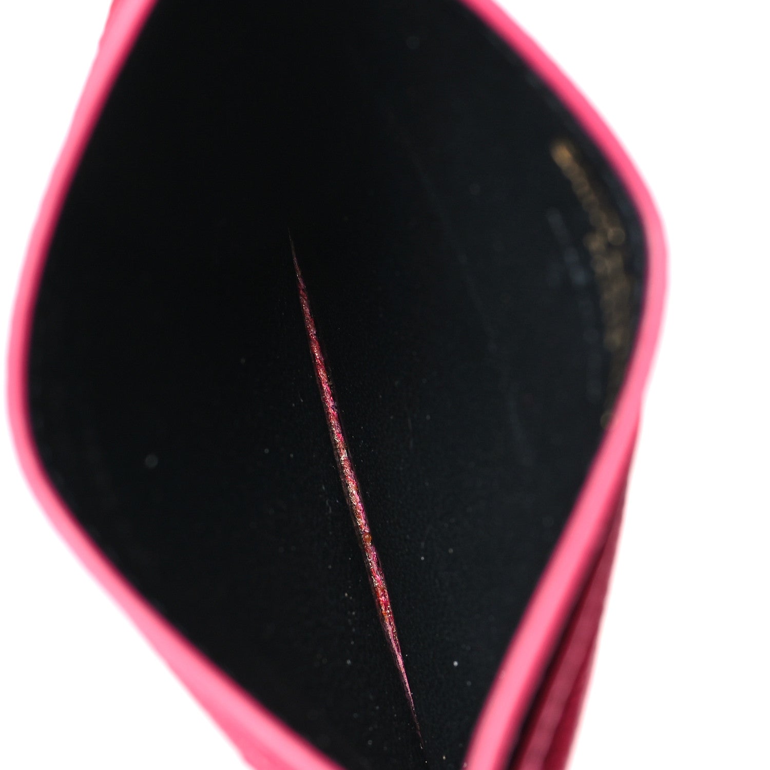 Saint Laurent Grain De Poudre Matelasse Chevron Monogram Credit Card Case Fresh Fuxia 5 of 10