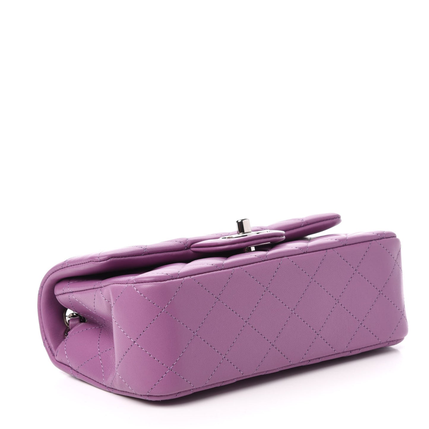 Lambskin Quilted Mini Rectangular Flap Purple