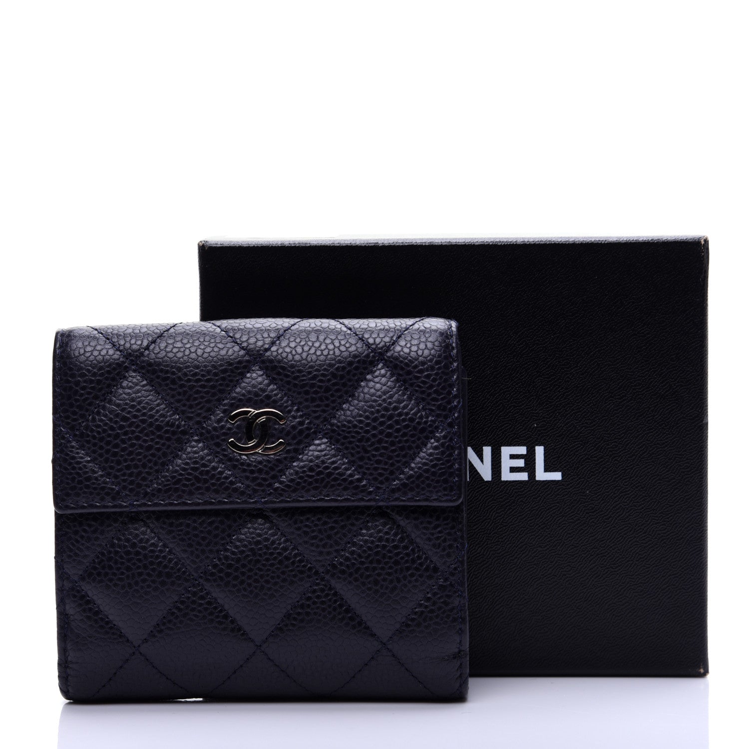 Chanel Caviar Quilted Compact French Flap Wallet Dark Blue 11 of 11