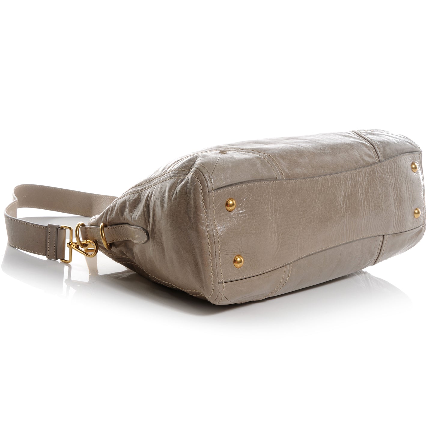 Vitello Shine Shopping Satchel Pomice