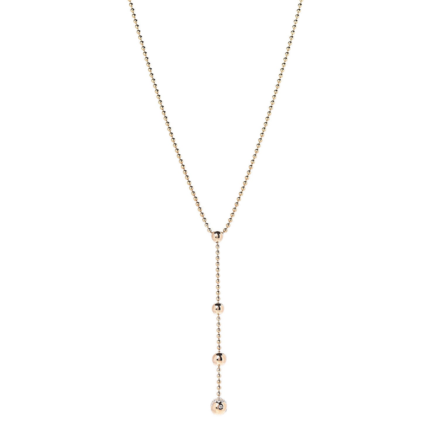 Cartier 18K Yellow Gold Diamond Beaded Lariat Chain Necklace 1 of 6