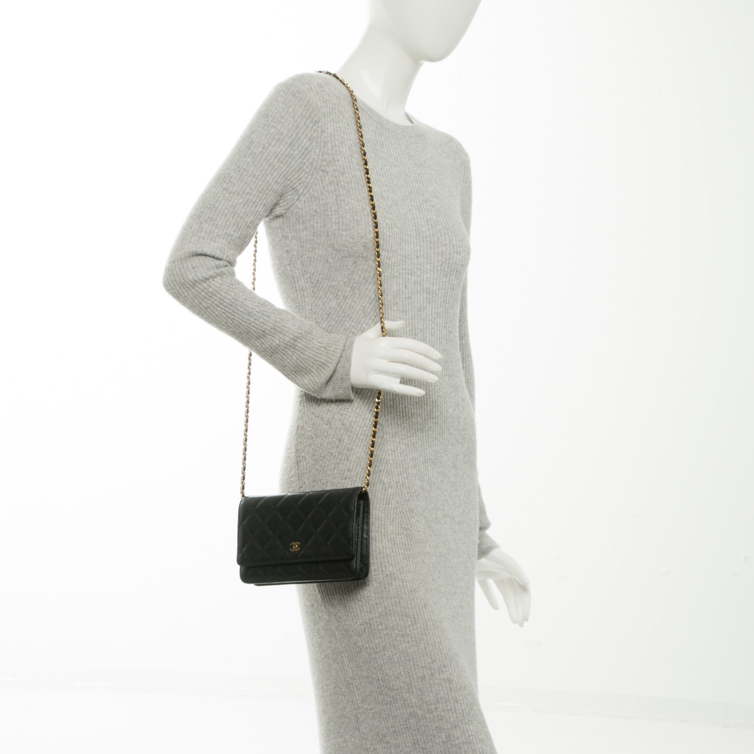 Chanel Caviar Quilted Wallet On Chain WOC Black 2 of 8