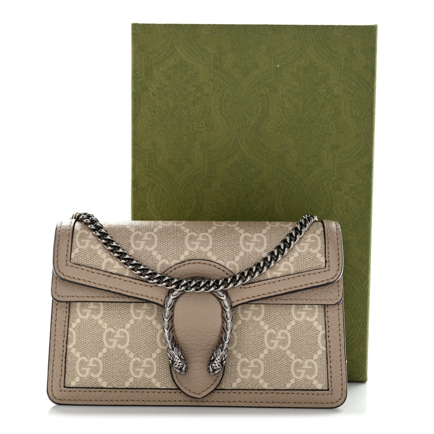 GG Supreme Monogram Textured Dollar Calfskin Super Mini Dionysus Shoulder Bag Beige Mystic White Oatmeal