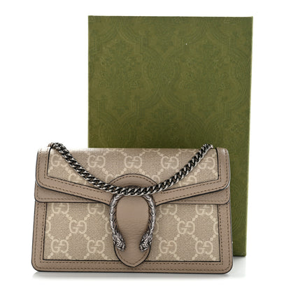 Gucci GG Supreme Monogram Textured Dollar Calfskin Super Mini Dionysus Shoulder Bag Beige Mystic White Oatmeal 12 of 12