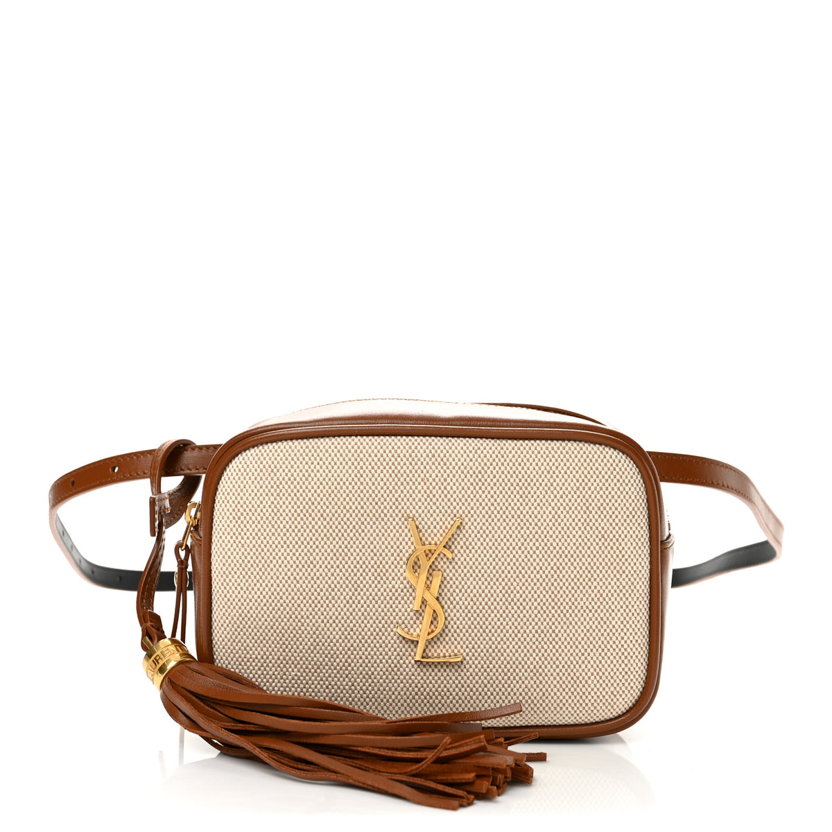 Saint Laurent Calfskin Canvas Monogram Lou Belt Bag Natural Beige Brick 1 of 10
