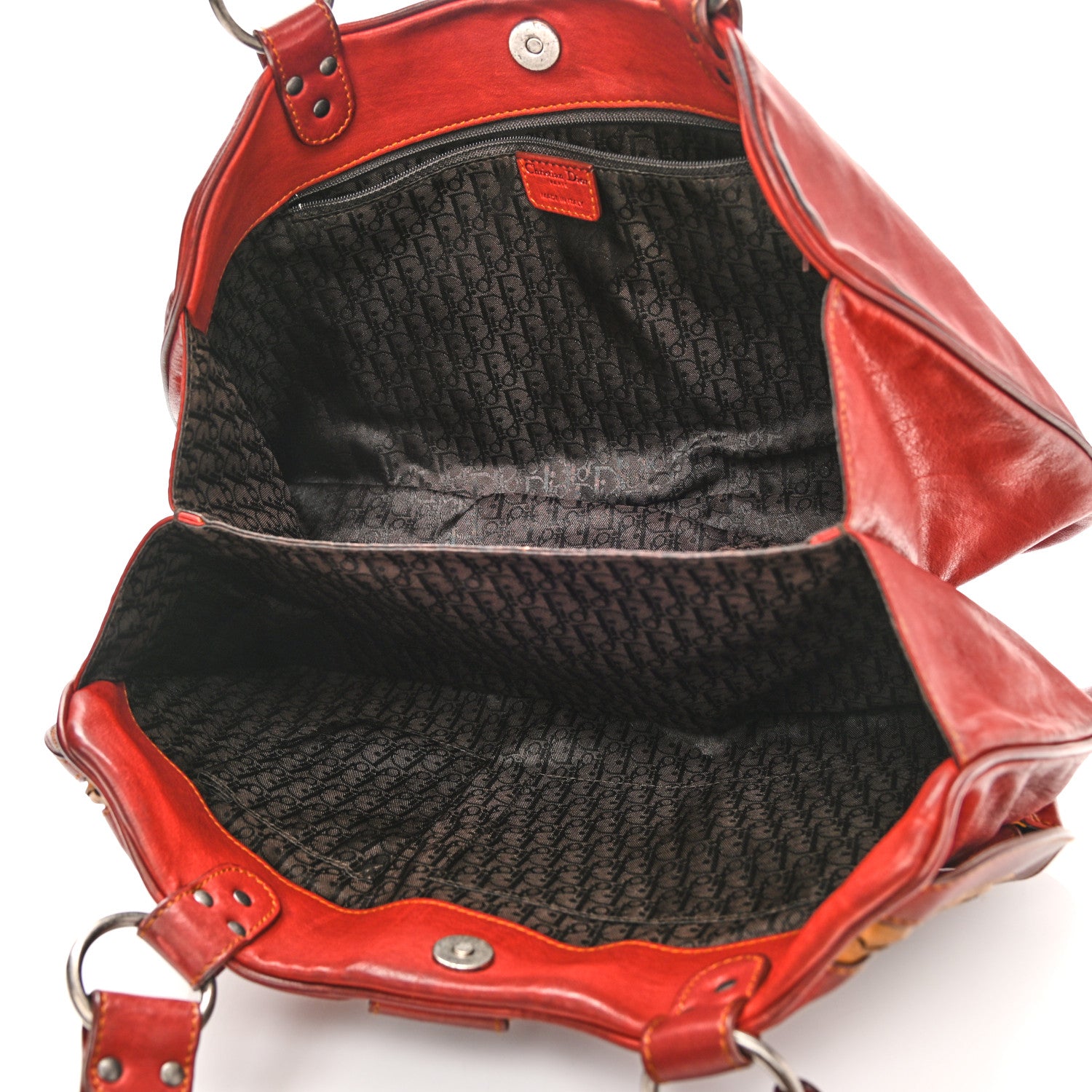 Christian Dior Calfskin Large Gaucho Double Saddle Bag Red 5 of 10