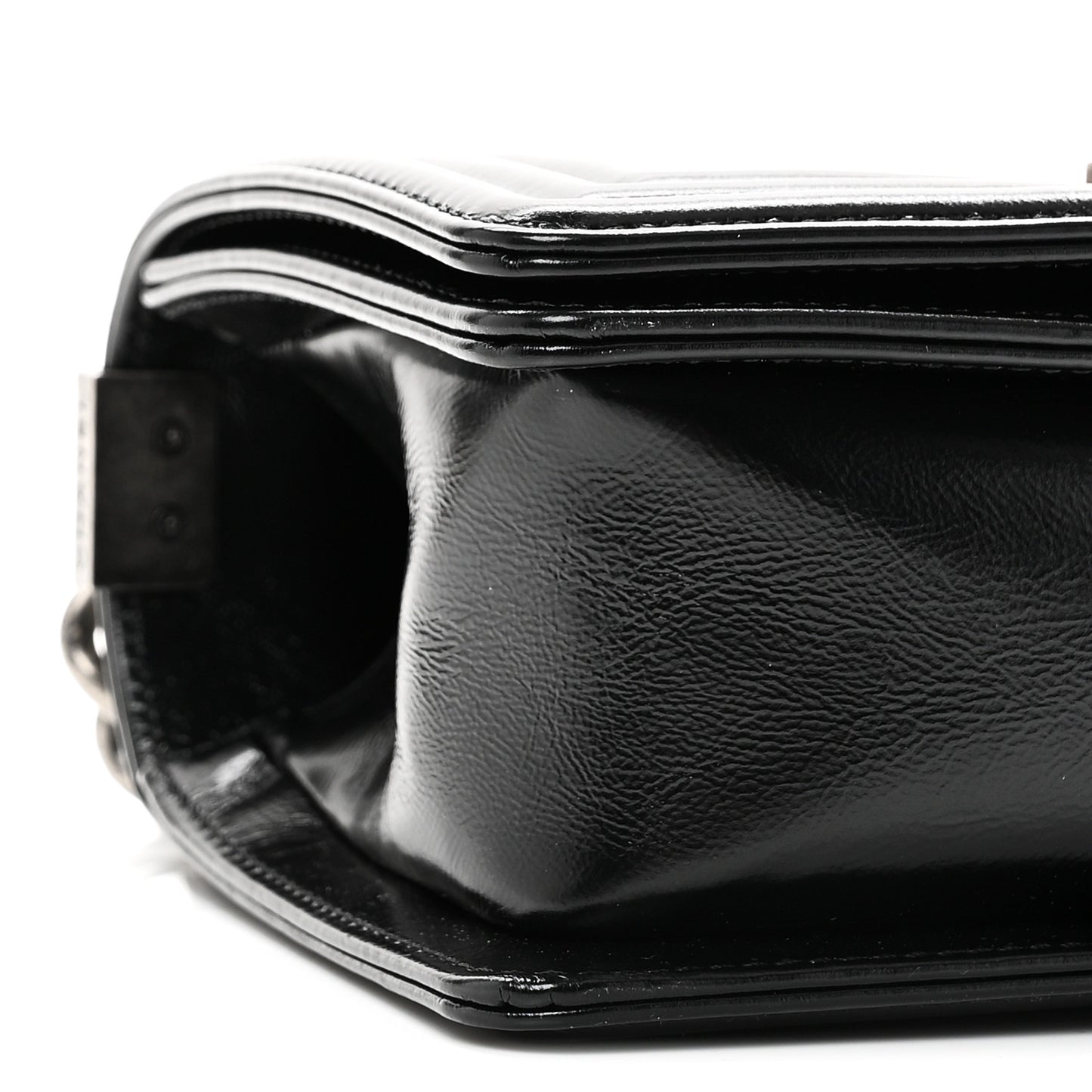 Metallic Glazed Calfskin Small Boy Flap Black Gold