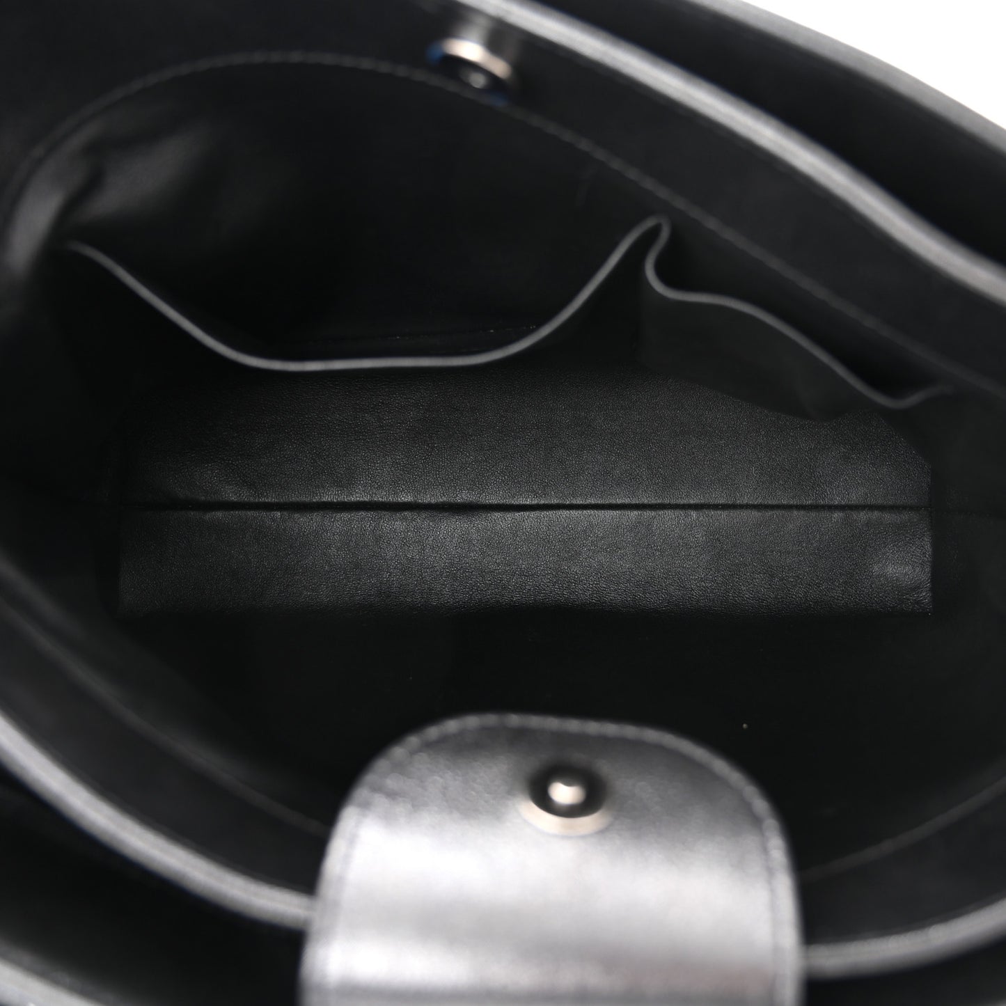 Iridescent Calfskin CC East West Shopping Tote Black