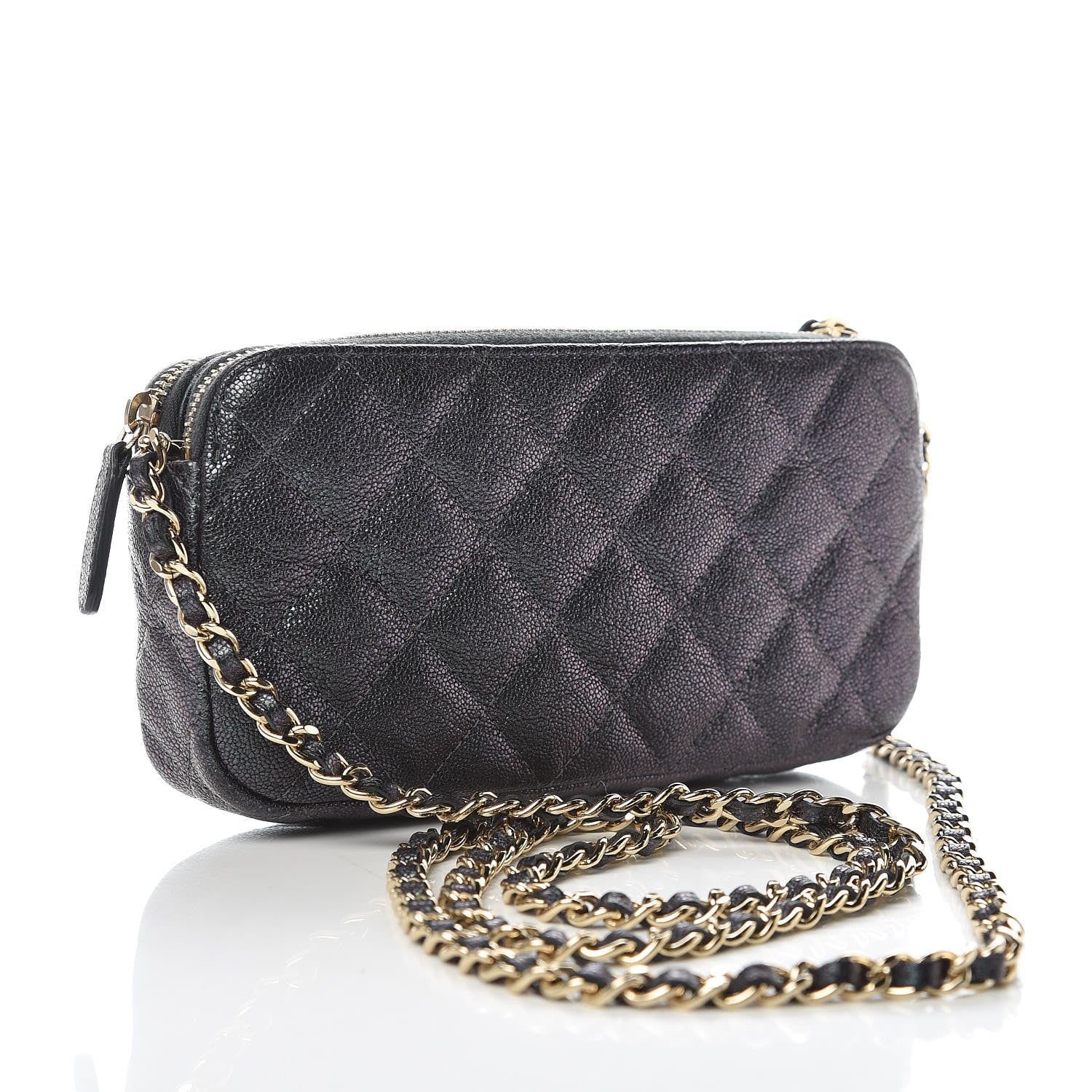 Chanel Iridescent Caviar Quilted Clutch With Chain Black 3 of 13