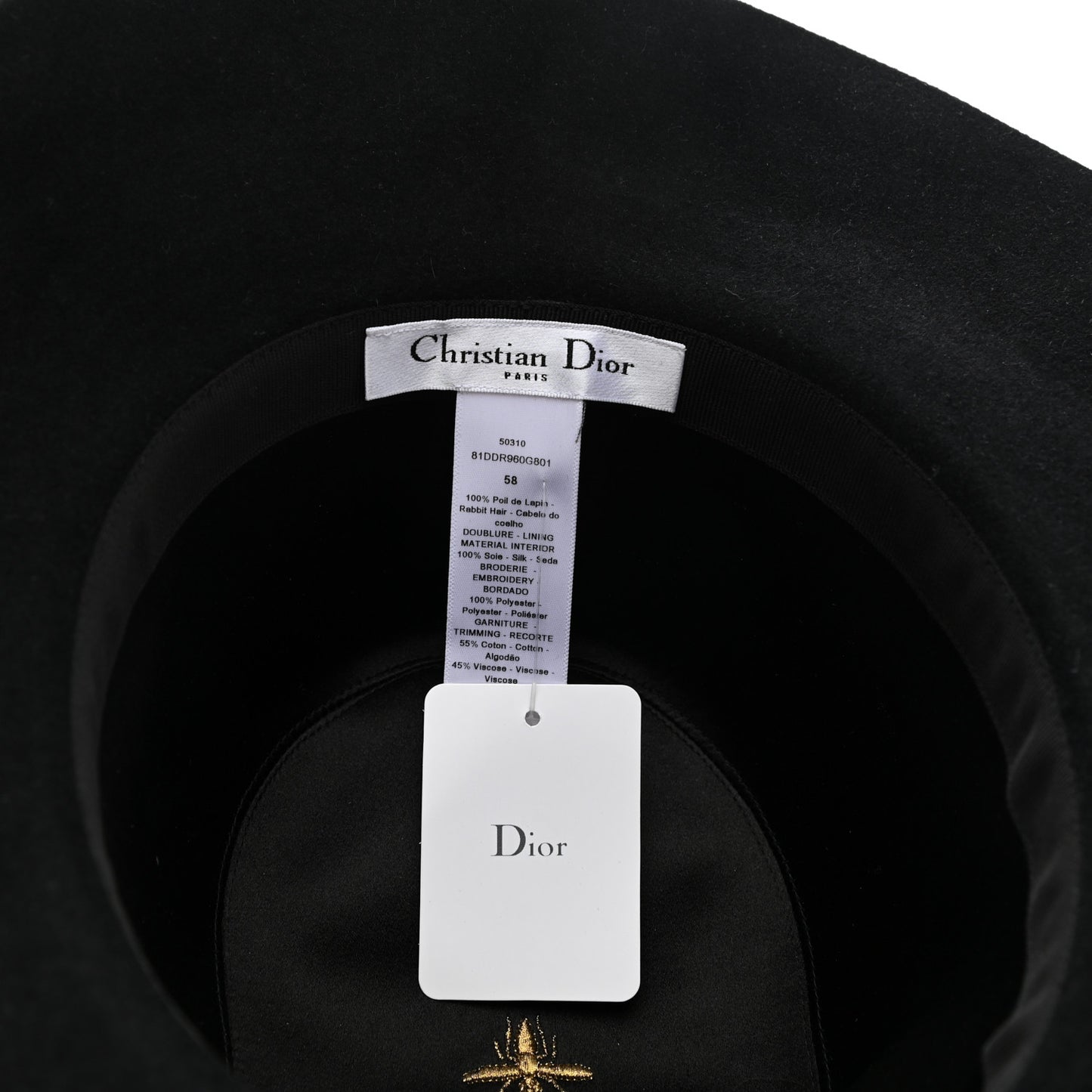 Felt Dior Hat 58 Black