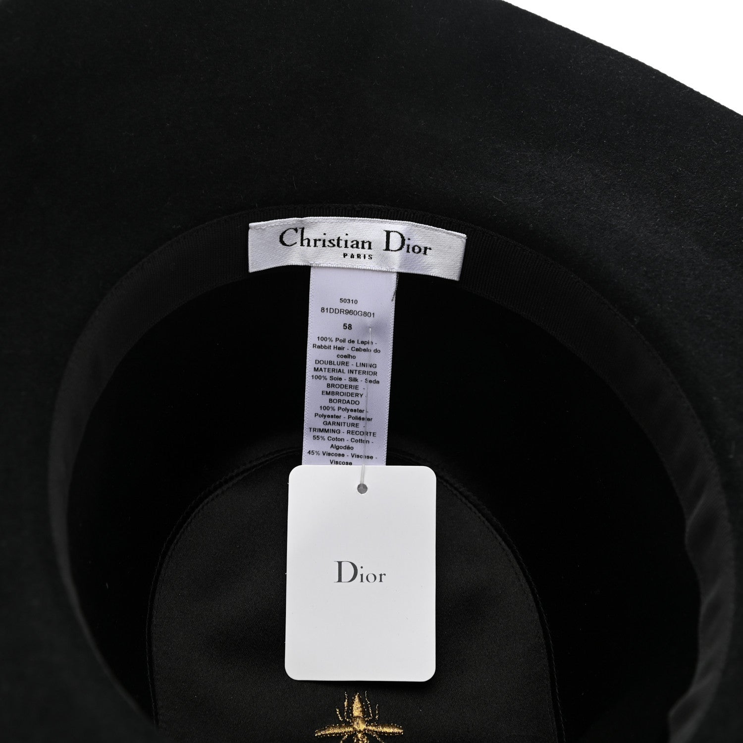 Christian Dior Felt Dior Hat 58 Black 8 of 9