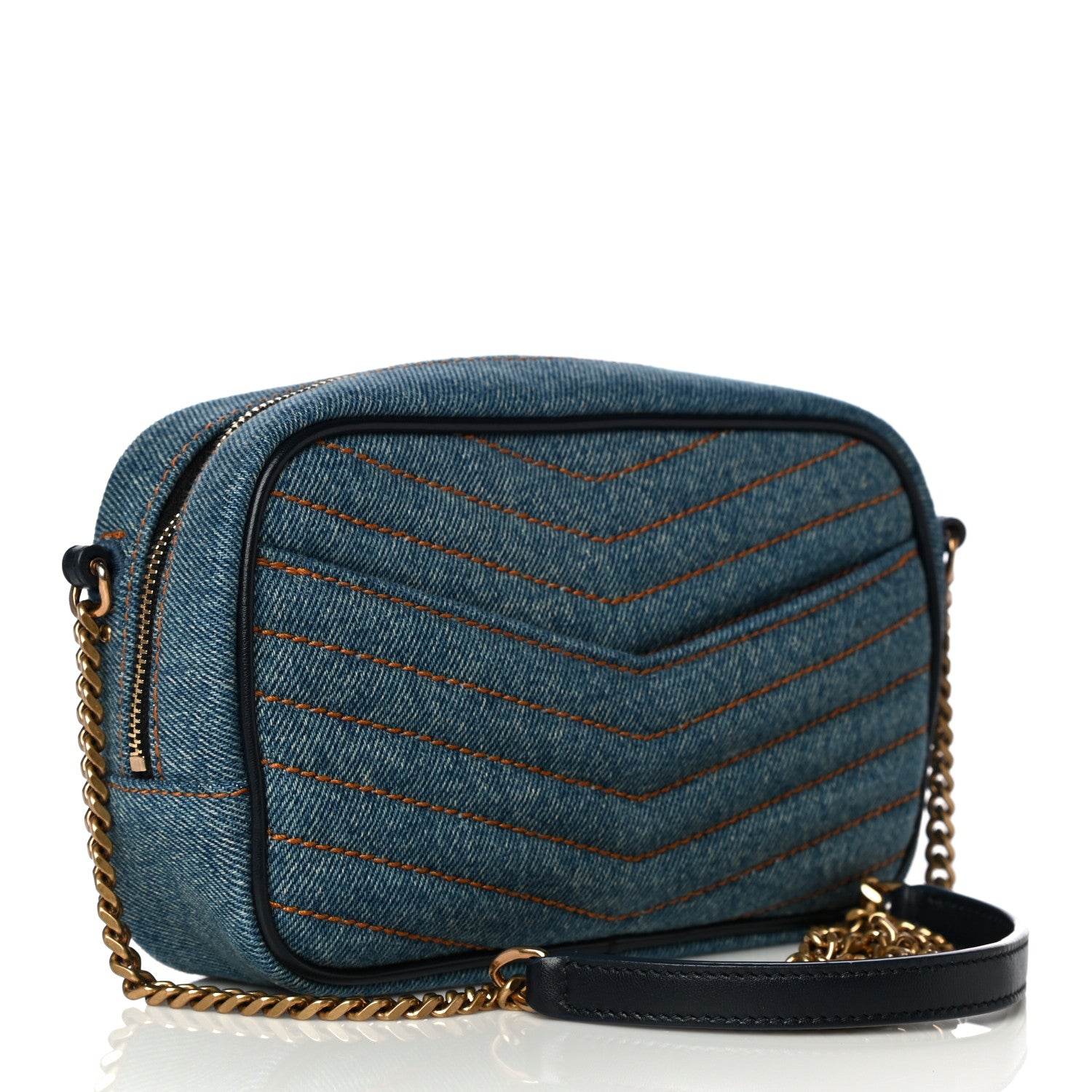 Saint Laurent Denim Matelasse Monogram Mini Lou Camera Bag California Blue 3 of 10