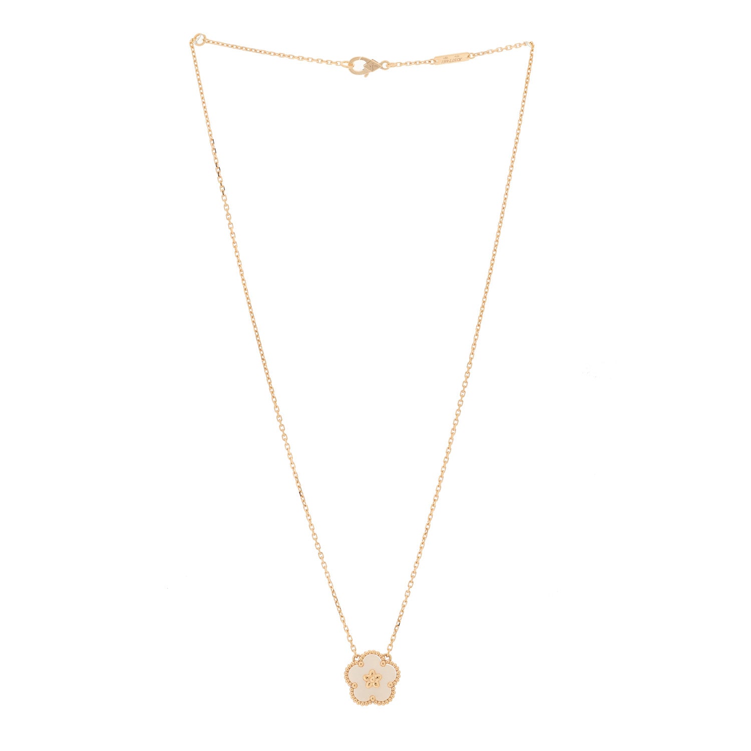 Van Cleef & Arpels 18K Rose Gold Mother Of Pearl Lucky Spring Plum Blossom Necklace 3 of 6