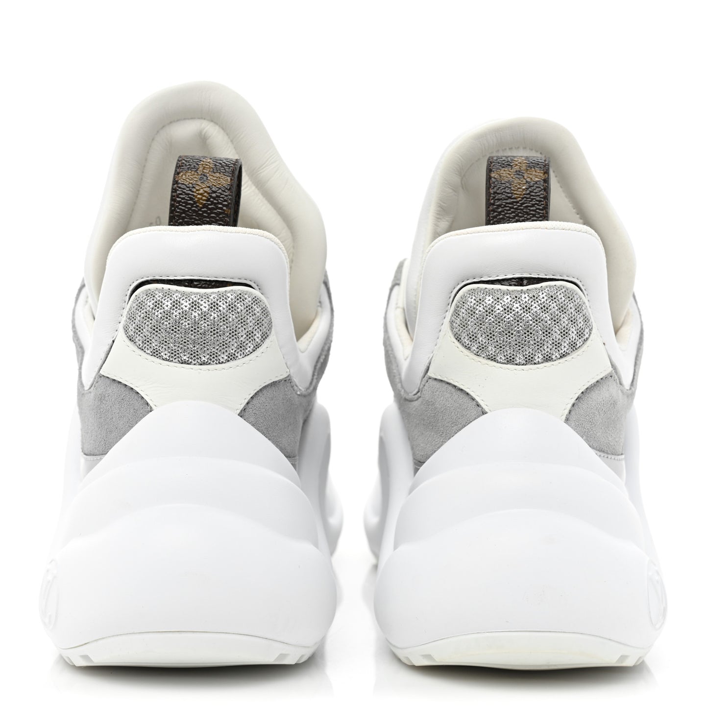 Metallic Calfskin Technical Nylon LV Archlight Sneakers 36 White Silver