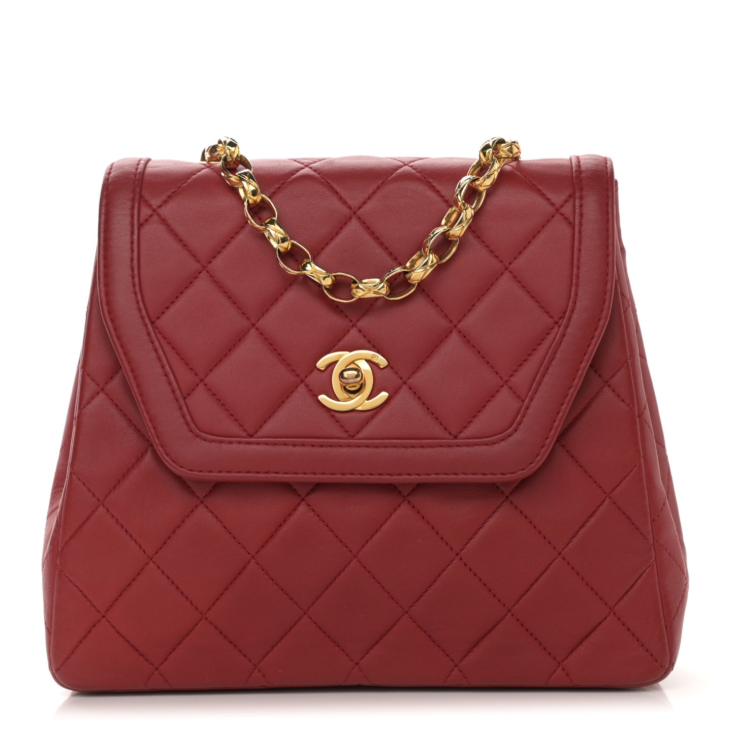 Lambskin Quilted Small Single Flap Red