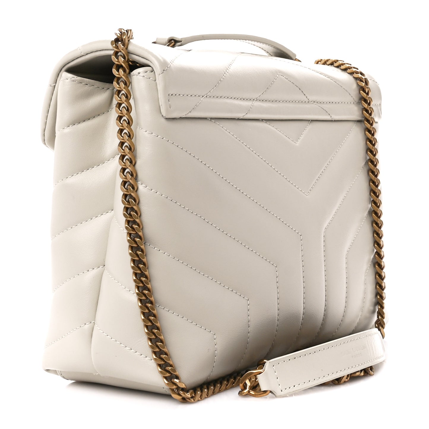 Calfskin Y Quilted Monogram Small Loulou Chain Satchel Crema Soft