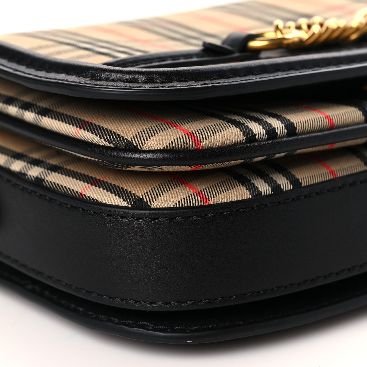 Burberry Smooth Calfskin 1983 Knight Check Link Shoulder Bag Black 6 of 7