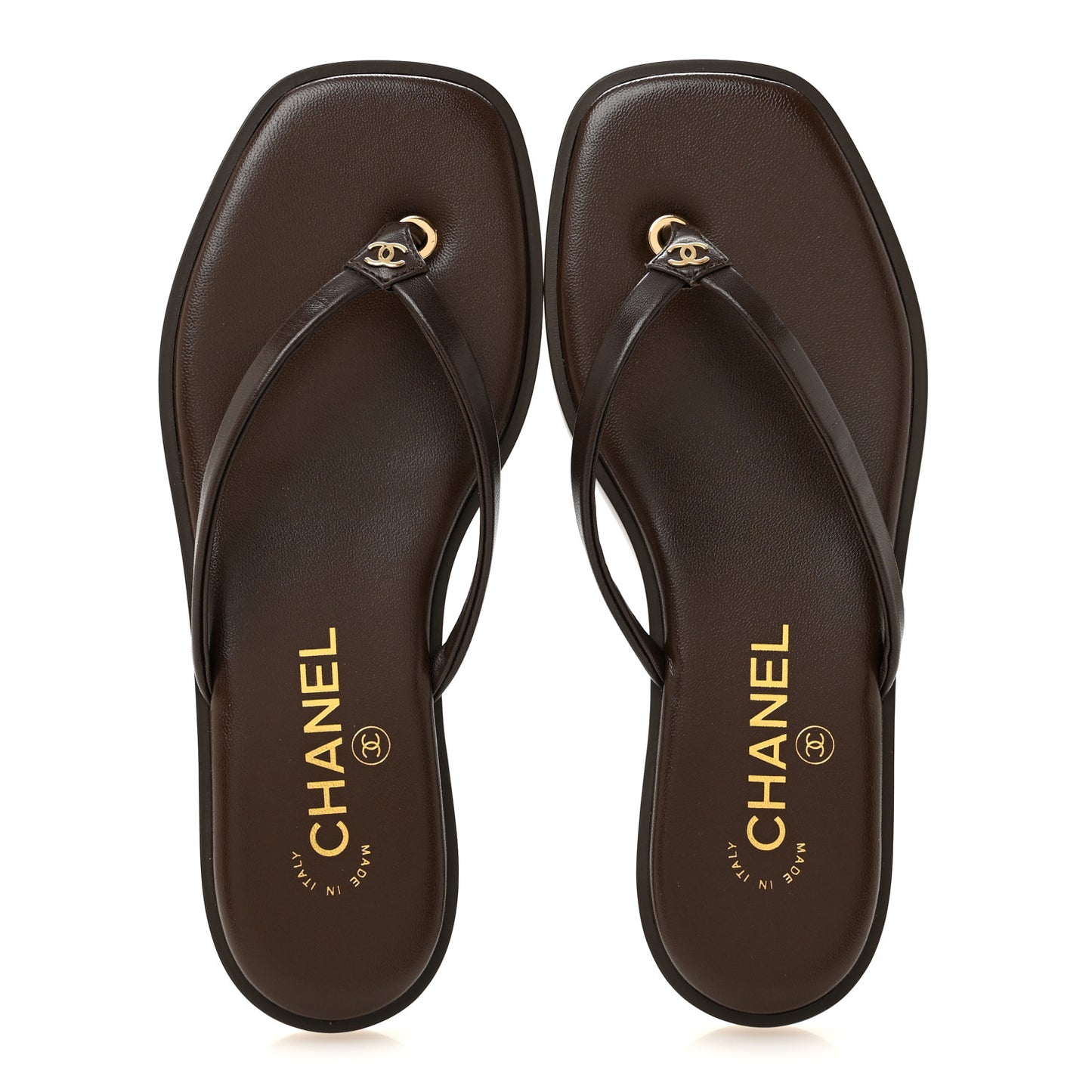 Goatskin CC Times Square Thong Sandals 36.5 Brown