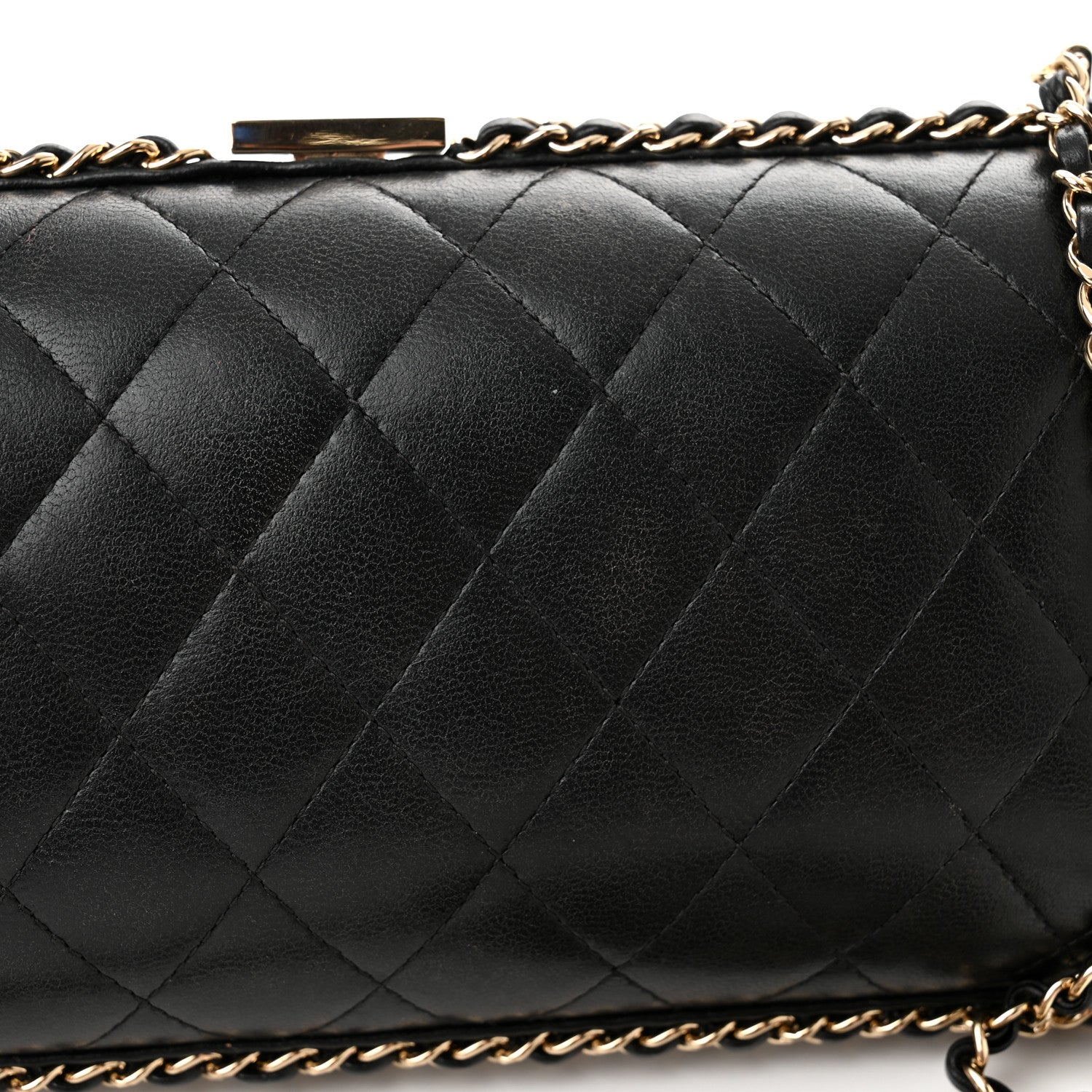 Chanel Lambskin Quilted Pearl Crystal Chain Around Clutch Black 17 of 20
