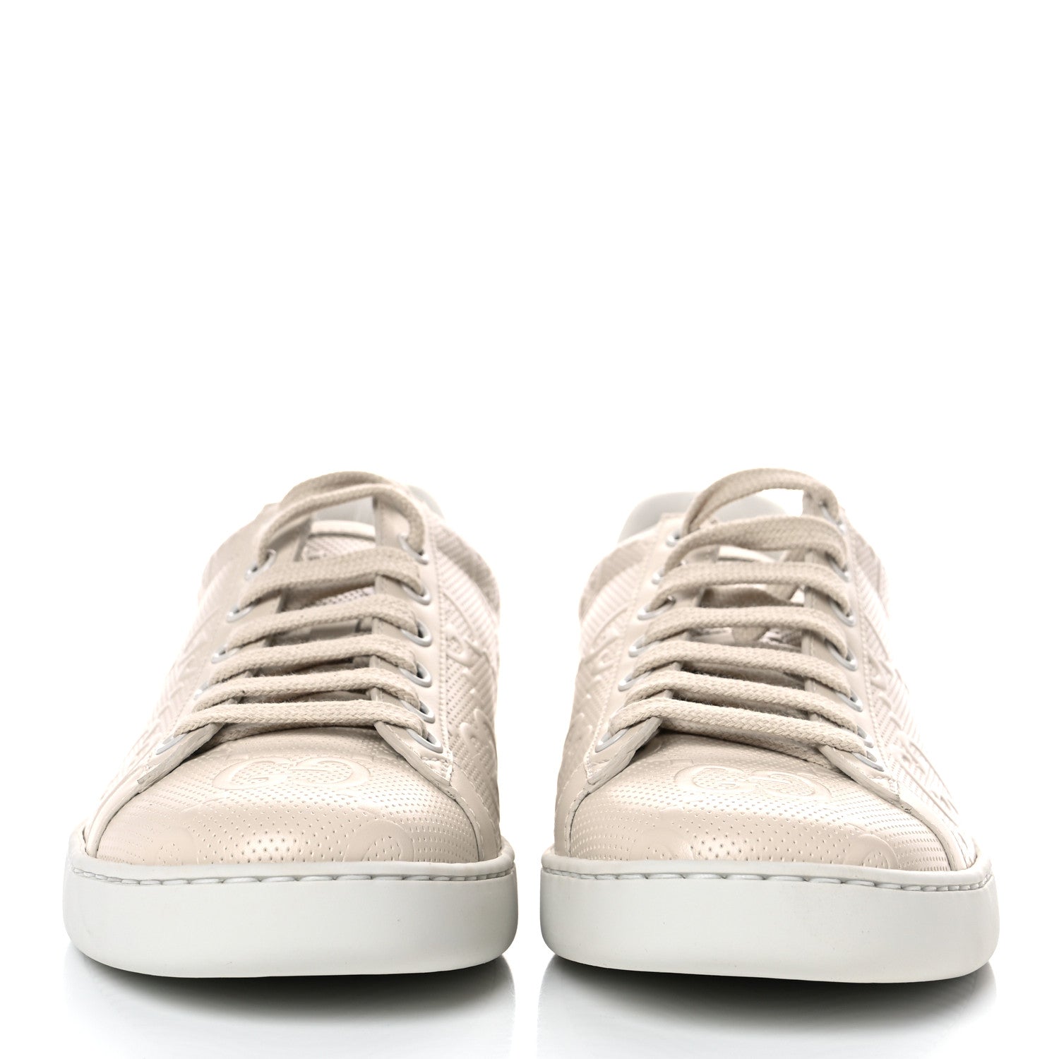 Gucci Calfskin GG Tennis Embossed Womens Ace Sneakers 38 Mystic White 2 of 8