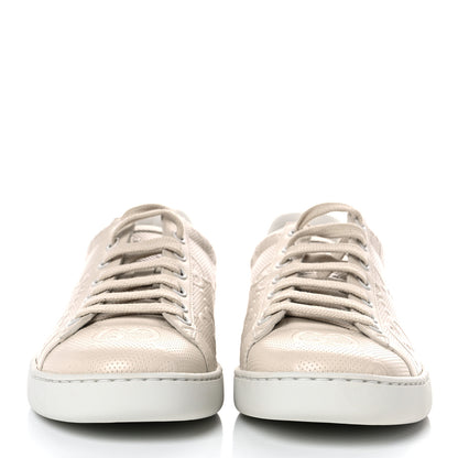 Gucci Calfskin GG Tennis Embossed Womens Ace Sneakers 38 Mystic White 2 of 8