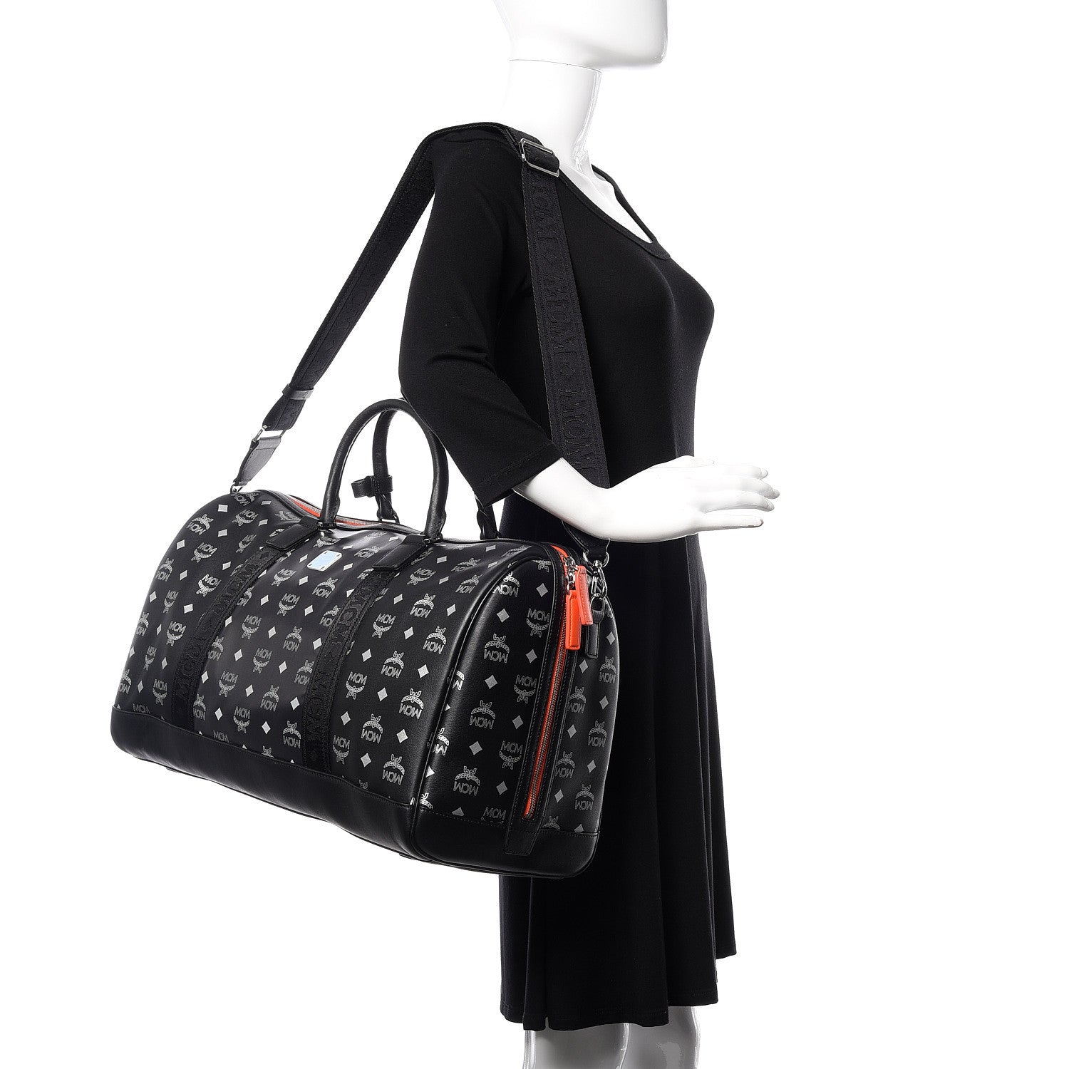 MCM Visetos Reflective Nylon Traveler Weekender Bag Black 2 of 11