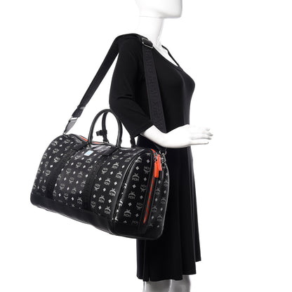 MCM Visetos Reflective Nylon Traveler Weekender Bag Black 2 of 11