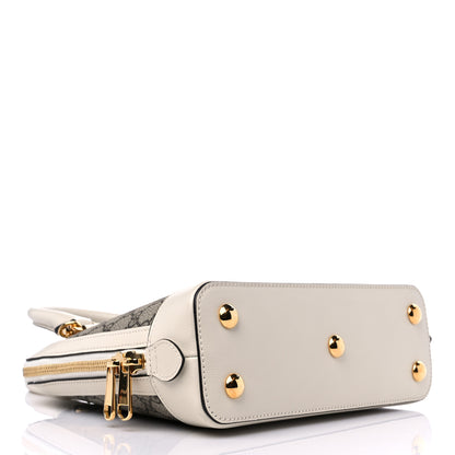 Gucci GG Supreme Monogram Azalea Calfskin Small Horsebit 1955 Top Handle Bag Beige Ebony Mystic White 3 of 8