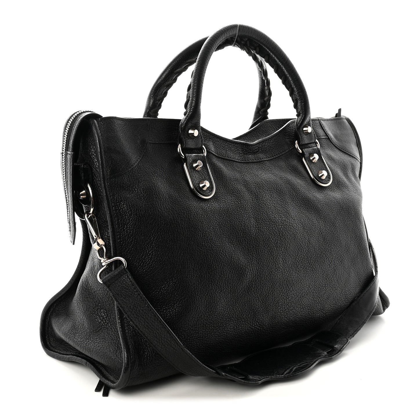 Chevre Silver Metallic Edge Hardware City Black