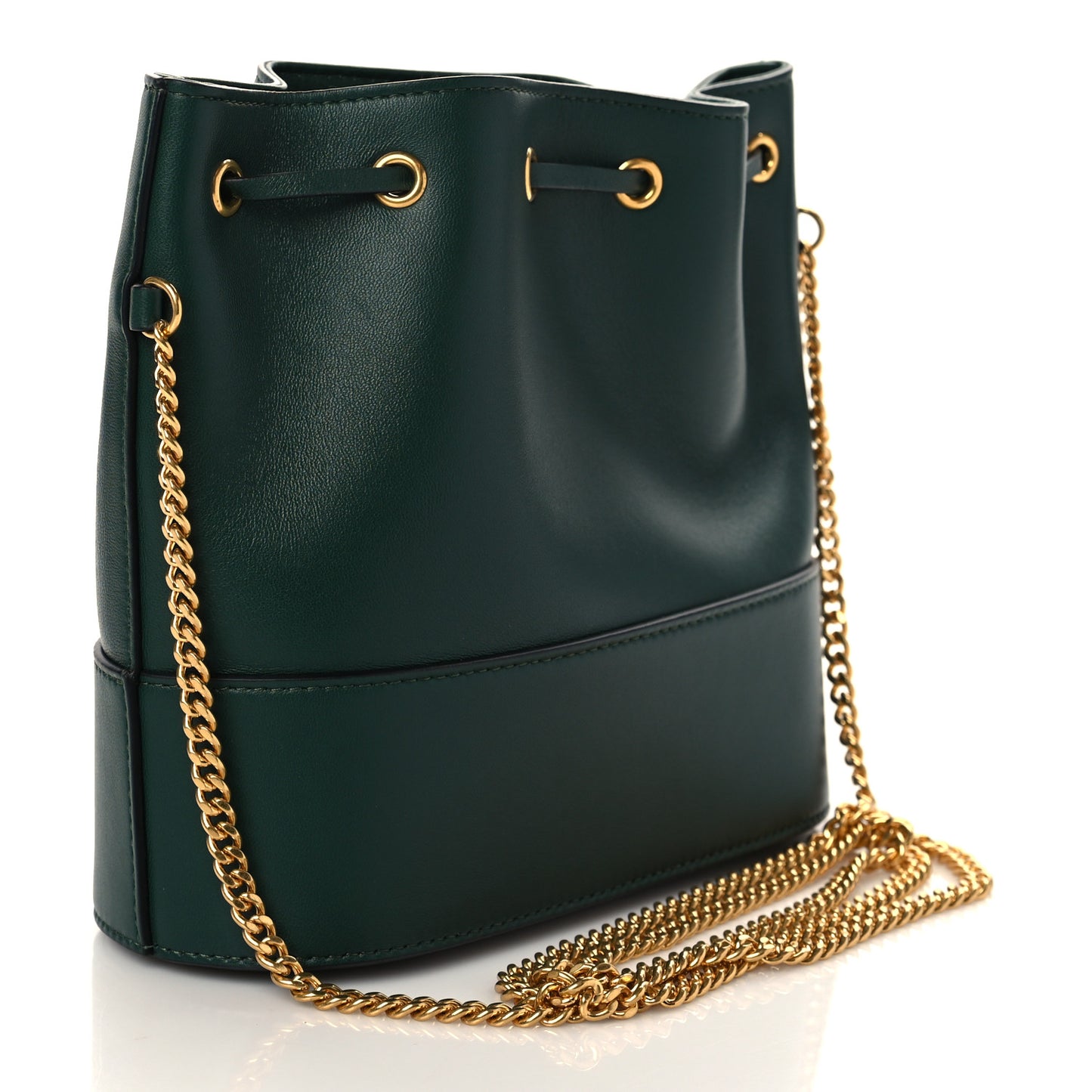 Nappa Mini VLogo Signature Chain Bucket Bag English Green