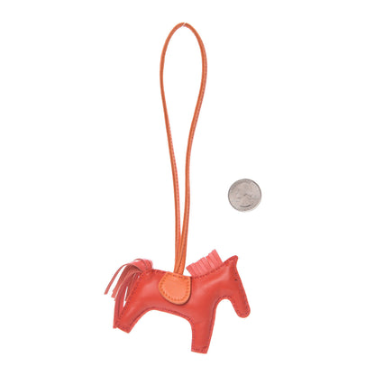 Hermes Milo Lambskin Grigri Rodeo Horse Bag Charm PM Rouge Rose Indien Jaipur Feu 2 of 4